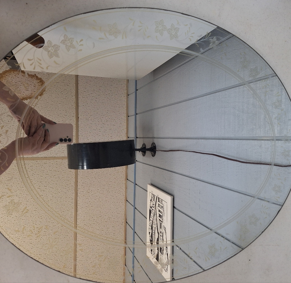 Round Decorative Wall Mirror with Floral Design